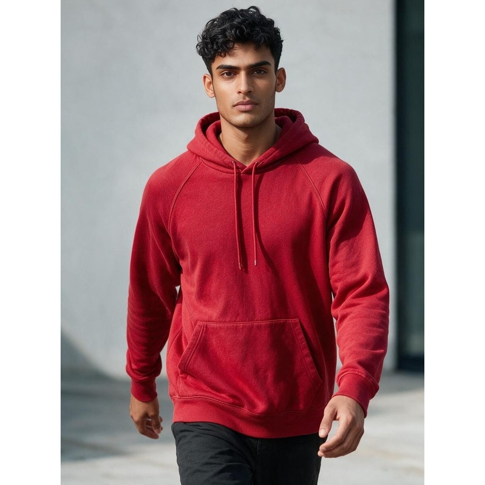 CSG Mens Raglan Sleeve Pullover Hoodie Sweatshirt Sz S RN 69778 Red #111N
